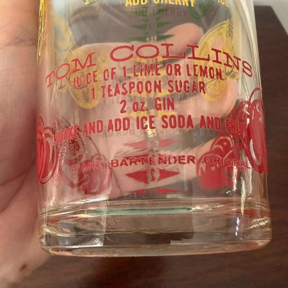 VINTAGE Mr Bartender Cocktail SHAKER w/Recipes - Limes, Lemons, Cherries